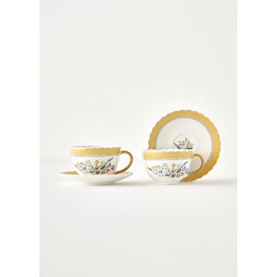 Bella Maison Bianca New Bone 2'li Çay Fincanı Seti (210 Cc) Çok Renkli