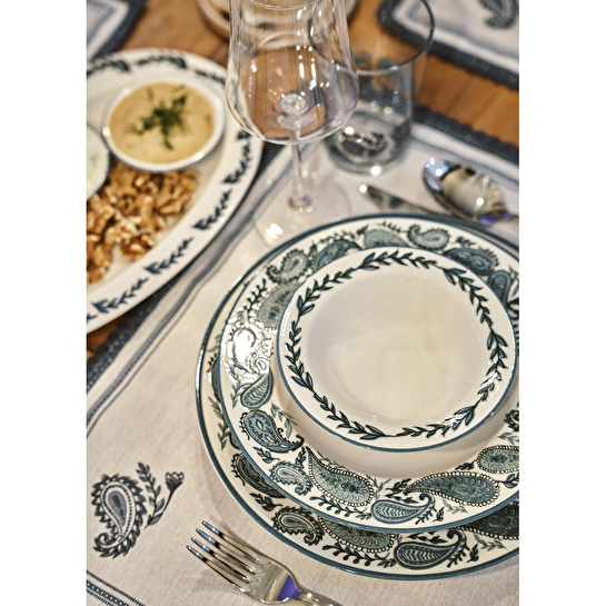 Bella Maison Paisley Porselen 24 Parça 6 Kişilik Yemek Takımı Mavi