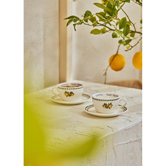 Bella Maison Lemoncello Porselen 2'li Çay Fincanı Seti (270 Cc) Çok Renkli