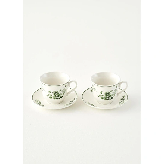 Bella Maison Julia New Bone 2'li Çay Fincanı Seti Yeşil (250 Cc) Yeşil