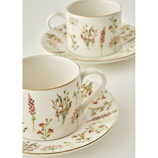 Bella Maison Flores Porselen 2'li Çay Fincanı Seti (180 Cc) Çok Renkli
