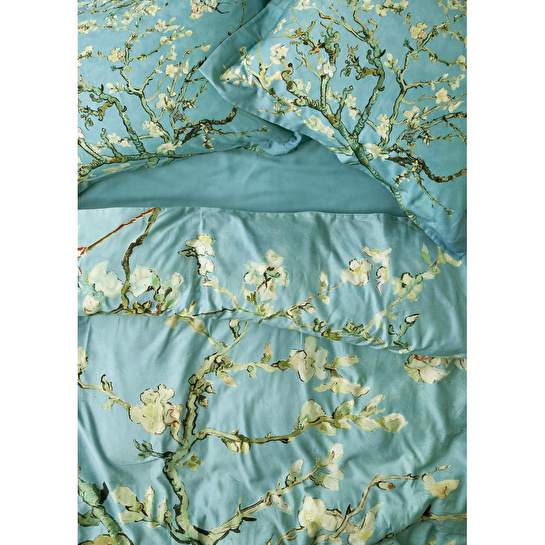 Bella Maison %100 Pamuk Saten Van Gogh Almond Blossom Çift Kişilik Nevresim Takımı Turkuaz (200x220 Cm) Çift Kişilik-turkuaz