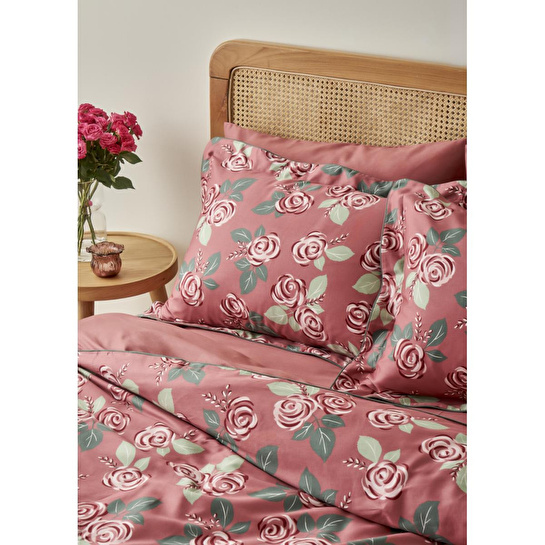 Bella Maison %100 Pamuk Saten Rose Çift Kişilik Nevresim Seti Mürdüm (200x220 Cm) Mürdüm