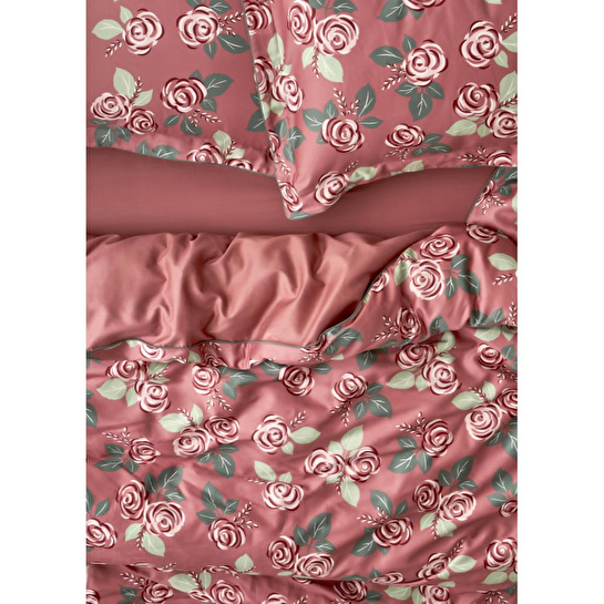 Bella Maison %100 Pamuk Saten Rose Çift Kişilik Nevresim Seti Mürdüm (200x220 Cm) Mürdüm