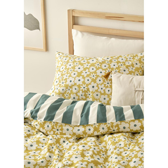 Bella Maison Naomi Pamuklu Çift Kişilik Nevresim Takımı Sarı (200x220 Cm) Sarı