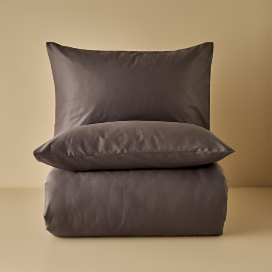 Bella Maison %100 Pamuk Saten Supreme Basic Çift Kişilik Nevresim Seti Antrasit (200x220 Cm) Antrasit