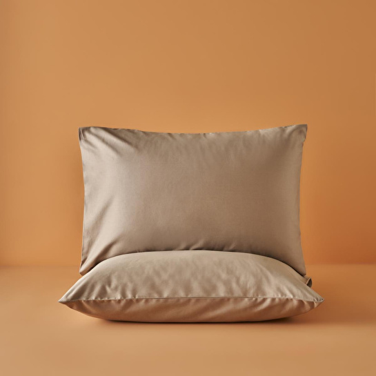 Bella Maison %100 Pamuk Saten Supreme 2'li Yastık Kılıfı Vizon (50x70 Cm) Vizon