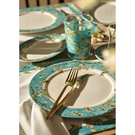 Bella Maison Van Gogh Almond Blossom Porselen Servis Tabağı Turkuaz (27 Cm) Mavi