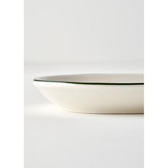 Bella Maison Line Oval Porselen Sunum Tabağı Yeşil (23x14 Cm) Yeşil