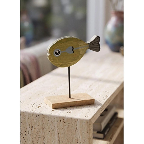 The Mia Retro Ahşap Balık Figürlü Masaüstü Obje 16 Cm