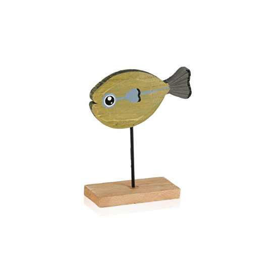 The Mia Retro Ahşap Balık Figürlü Masaüstü Obje 16 Cm