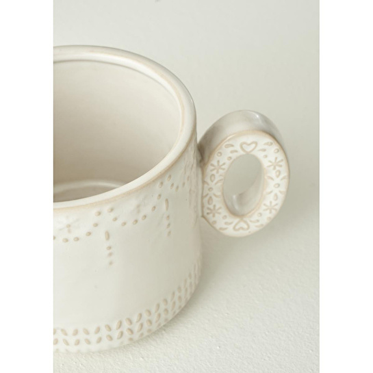 Bella Maison Joy Stoneware Yılbaşı 3'lü Kupa Seti Krem (390 Cc) Krem