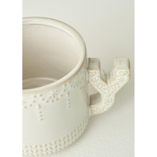 Bella Maison Joy Stoneware Yılbaşı 3'lü Kupa Seti Krem (390 Cc) Krem