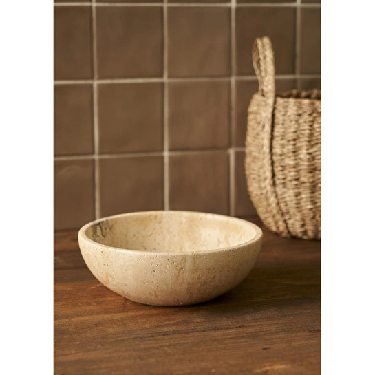 Bella Maison Ephesus Traverten Dekoratif Kase Naturel (20x7 Cm) Naturel