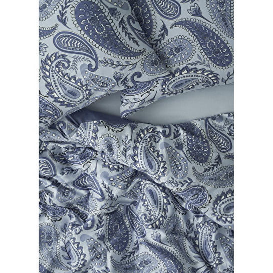 Bella Maison %100 Pamuk Saten Paisley Çift Kişilik Nevresim Takımı Mavi (200x220 Cm) Mavi