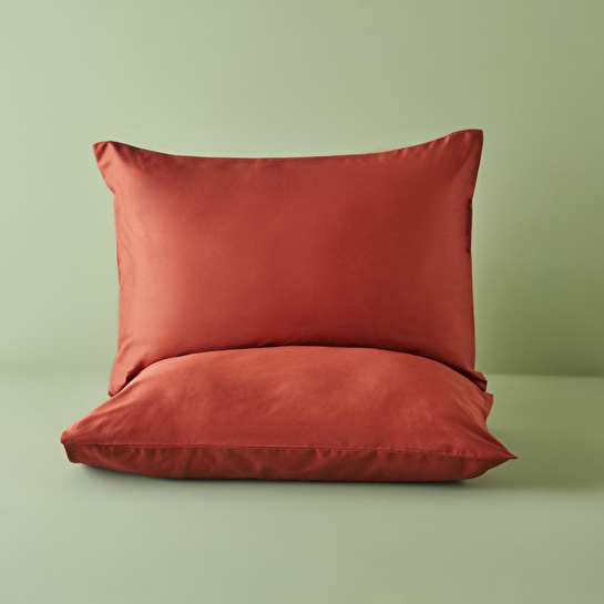 Bella Maison %100 Pamuk Saten Supreme 2'li Yastık Kılıfı Kiremit (50x70 Cm) Kiremit