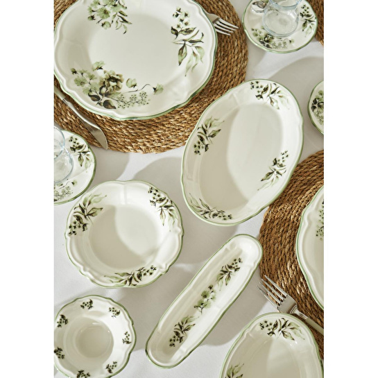 Bella Maison Julia Stoneware 26 Parça 6 Kişilik Kahvaltı Takımı Yeşil Yeşil