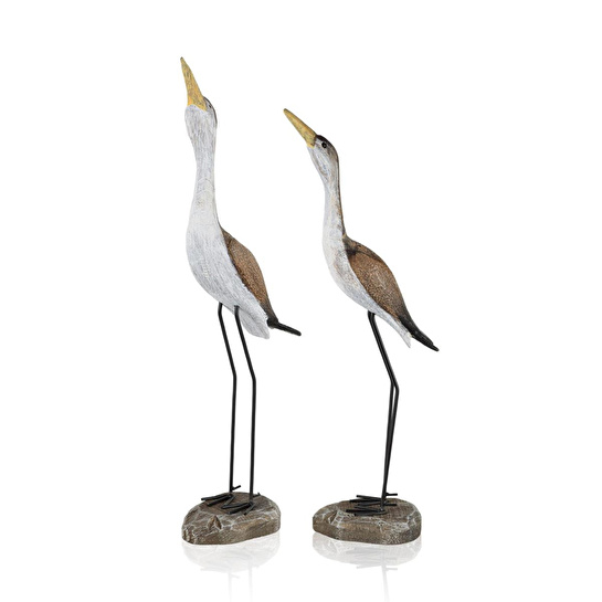The Mia Retro Coastal 2'li Dekoratif Kuş Biblo Seti 56 Cm