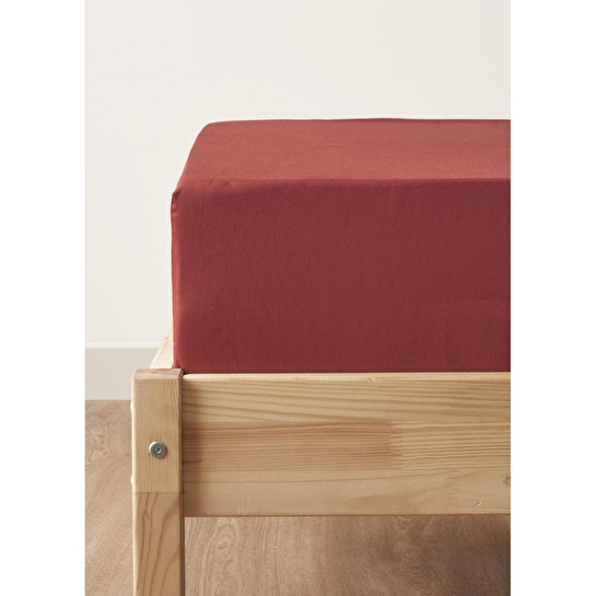 Bella Maison %100 Pamuk Saten Supreme Basic Çift Kişilik Lastikli Çarşaf Bordo (160x200x35 Cm) Bordo