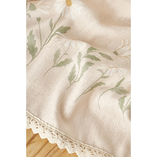 Bella Maison Daisy Kopanakili Baskılı Masa Örtüsü Bej (150x250 Cm) Bej