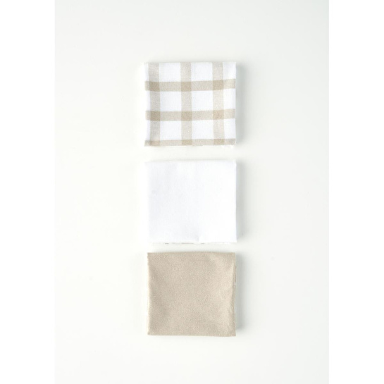 Bella Maison %100 Pamuk Liberty Kurulama Bezi Seti 3'lü Bej (45x65 Cm) Bej