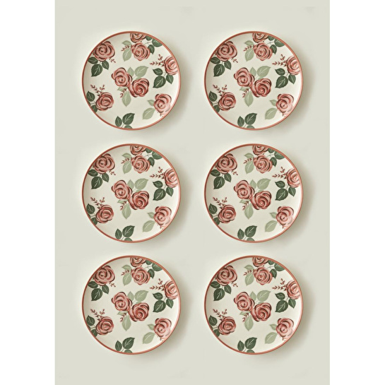 Bella Maison Rose Porselen 6'lı Servis Tabağı (26 Cm)
