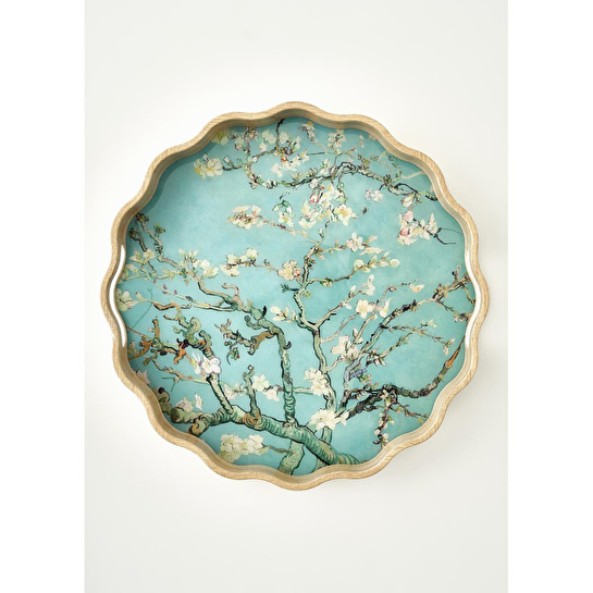 Bella Maison Van Gogh Almond Blossom Dekoratif Tepsi Turkuaz (34x4 Cm) Turkuaz