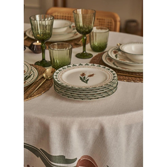Bella Maison Tulip Porselen 6'lı Pasta Tabağı Seti (21 Cm) Çok Renkli
