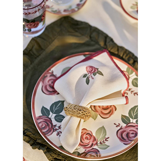 Bella Maison Rose Baskılı Peçete Krem (40x40 Cm) Krem