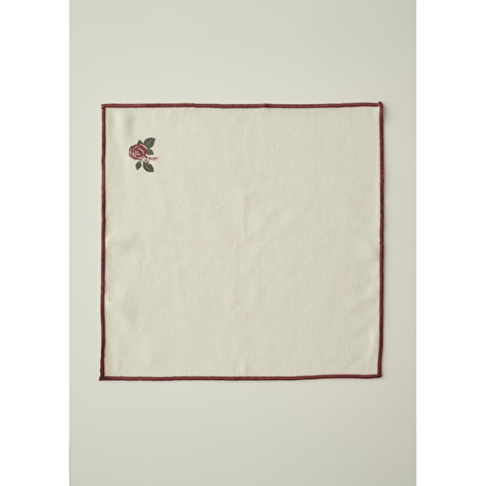 Bella Maison Rose Baskılı Peçete Krem (40x40 Cm) Krem