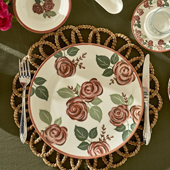 Bella Maison Rose Porselen 26 Parça 6 Kişilik Kahvaltı Takımı Çok Renkli
