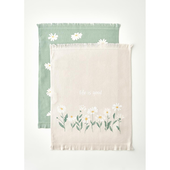 Bella Maison Daisy 2'li Kurulama Bezi Bej-yeşil (40x50 Cm) Bej-yeşil