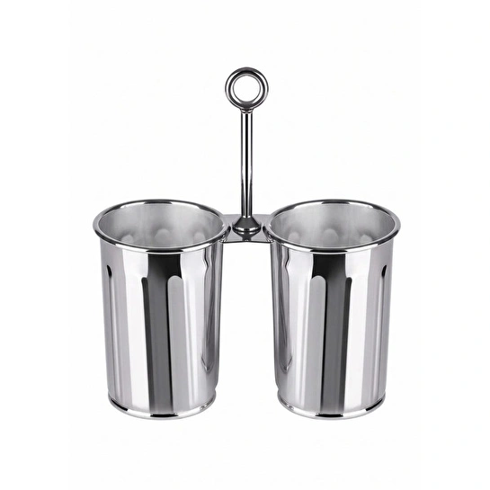 The Mia Krom Çift Bölmeli Kulplu Galvaniz Sunumluk 25 Cm