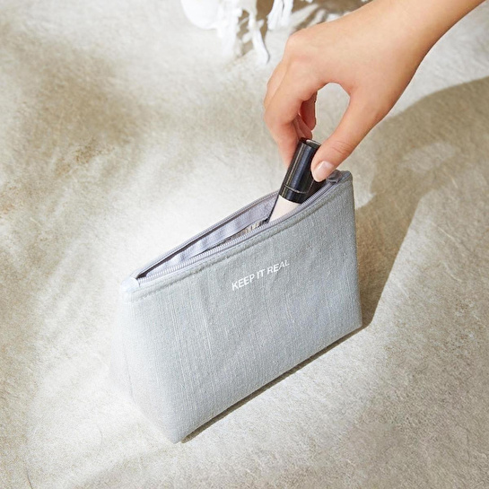 Ocean Home Textile 2'li Termal Astarlı Su İtici Leke Tutmaz Gri Renk Jüt Keten Makyaj İlaç Çantası Seti 19 X 13 X 7 / 23 X 16 X 7