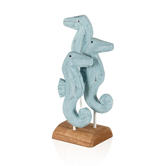 The Mia Retro Ahşap Standlı 3'lü Denizatı Biblosu 30 Cm