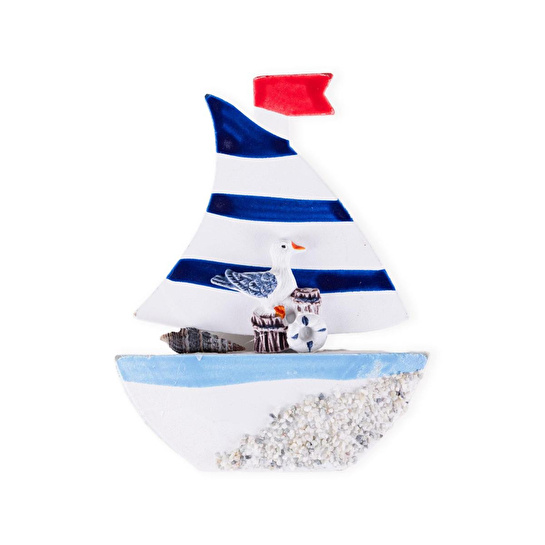 The Mia Retro Marin 3d Kabartmalı Yelkenli Magnet 11 Cm