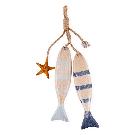The Mia Retro Halat Askılı Çift Balık Duvar Süsü 20 Cm