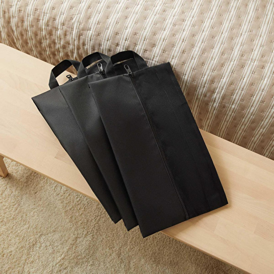 Ocean Home Textile 3'lü Siyah Renk Fileli Oxford Kumaş Ayakkabı Düzenleyici Taşıma Çantası Seti 22 X 40 X 9 Cm