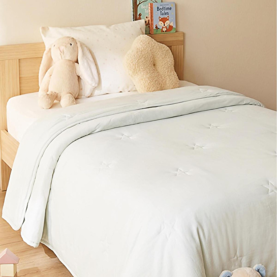 Ocean Home Textile %100 Pamuk Penye Mavi Yıldız Nakışlı Çocuk Tek Kişilik Çok Amaçlı Örtü 155 X 215 Cm