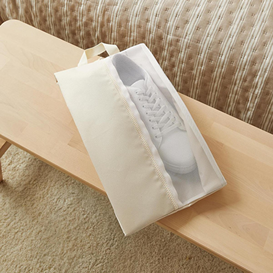 Ocean Home Textile 3'lü Bej Renk Fileli Oxford Kumaş Ayakkabı Düzenleyici Taşıma Çantası Seti 22 X 40 X 9 Cm