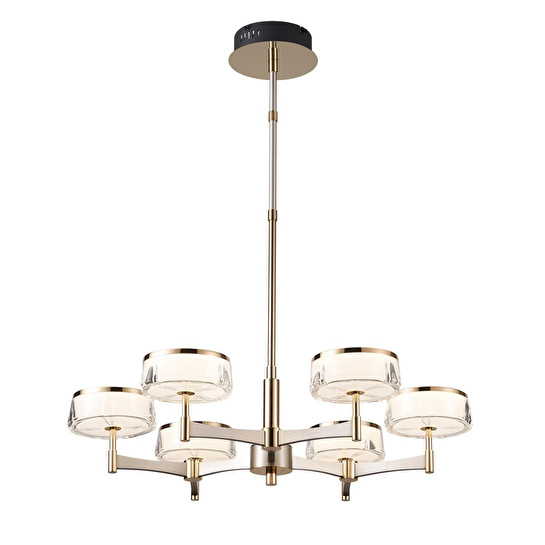 Apliqa Grayson Krom 6'lı 72 Watt Yuvarlak 3 Renkli Led Salon Avize