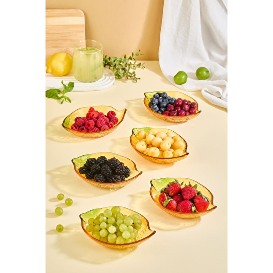 Lora Bianca Citrus 6'lı Limon Formlu Cam Mini Çerez/meyve/meze Kasesi Seti