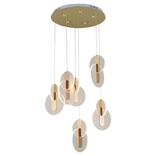 Apliqa Mirabella 6 Lı Yuvarlak 128 Watt 3 Renkli Ledli Modern Tasarım Oturma Odası Salon Sarkıt Avize