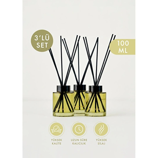 Bella Maison Golden Tropics Çubuklu Oda Kokusu 3'lü Yeşil (100 Ml)