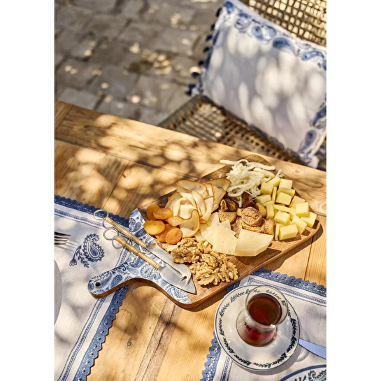 Bella Maison Paisley Mango Sunum Ve Kesme Tahtası Mavi (40x20x2 Cm) Mavi