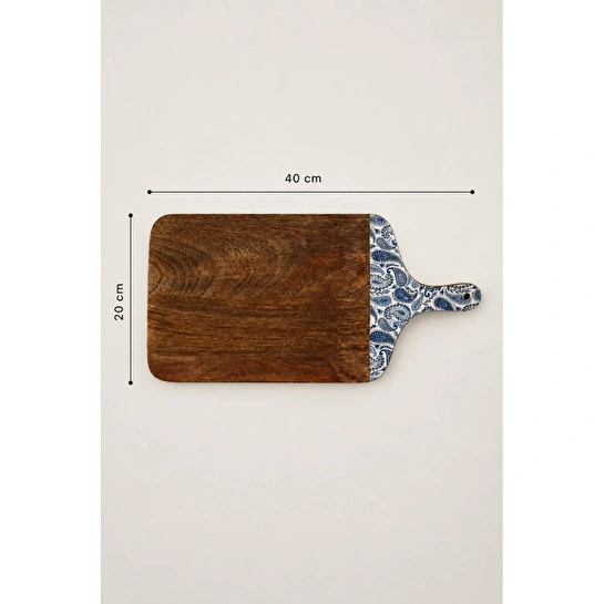 Bella Maison Paisley Mango Sunum Ve Kesme Tahtası Mavi (40x20x2 Cm) Mavi