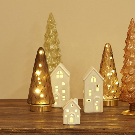 Bella Maison Pine Tree Dekoratif Ledli Aydınlatma Koyu Kahve (24 Cm)