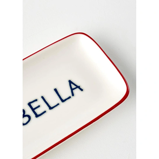 Bella Maison Line Dikdörtgen Porselen Sunum Tabağı Kırmızı (22x10 Cm) Kırmızı