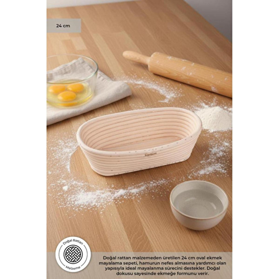Bambum Puder - Ekmek Mayalama Sepeti Oval 24 Cm