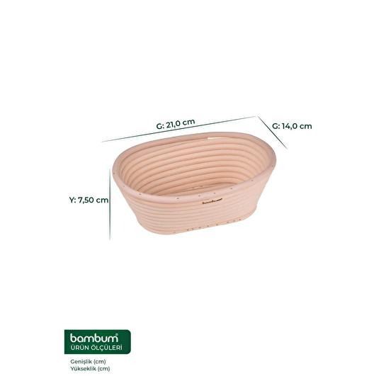 Bambum Puder Ekmek Mayalama Sepeti Oval 21 Cm